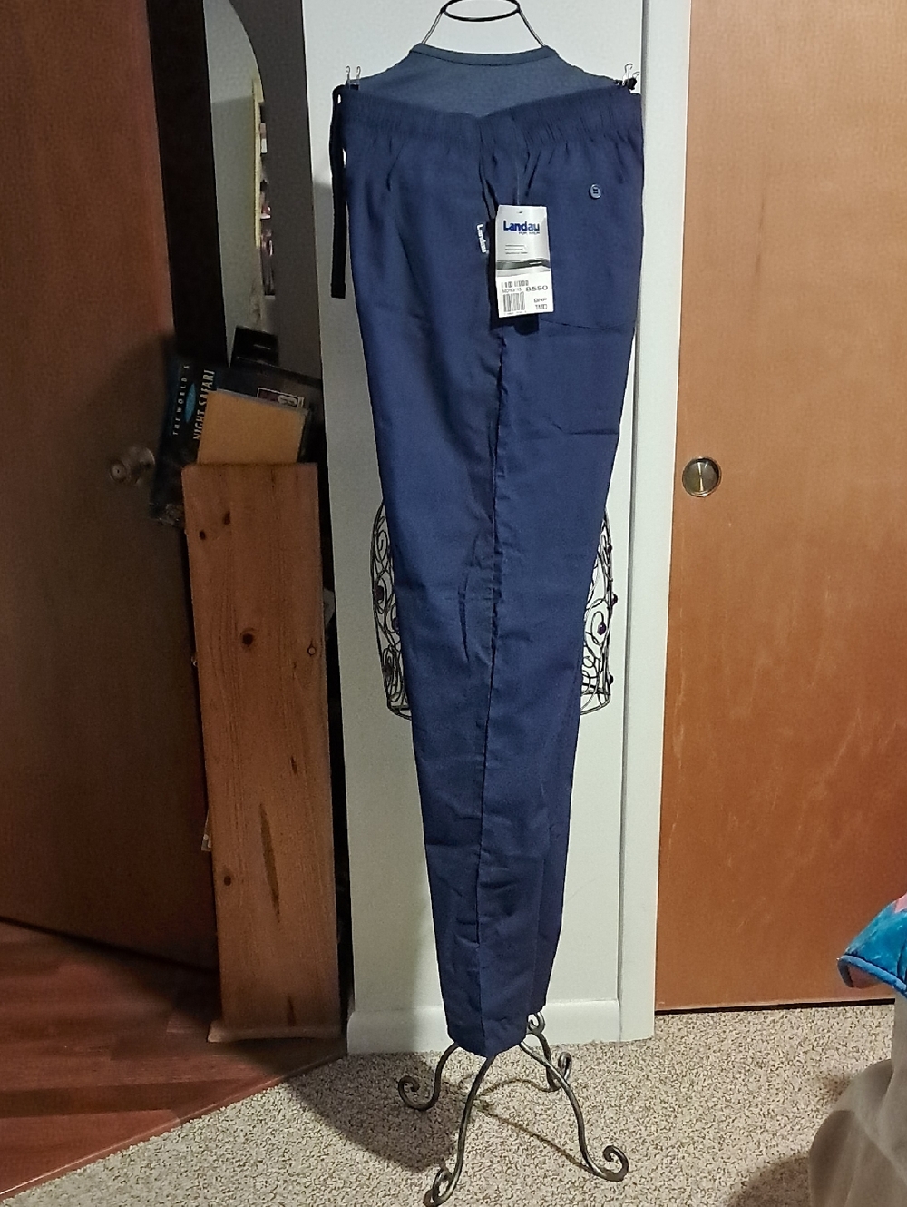 Landau Navy Blue Elastic Waist Medical Scrub Pants